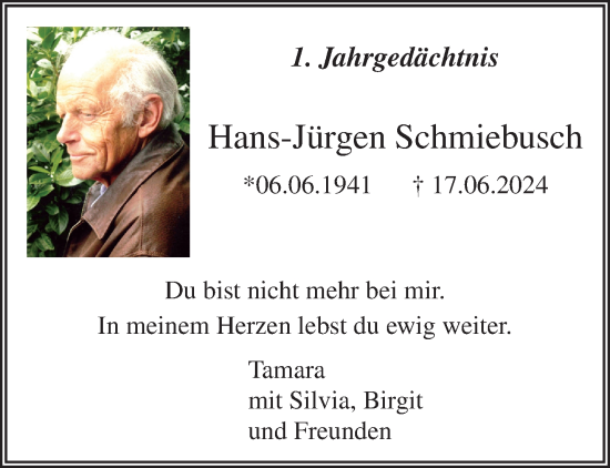 Traueranzeige von Hans-Jürgen Schmiebusch von trauer.extra-tipp-moenchengladbach.de