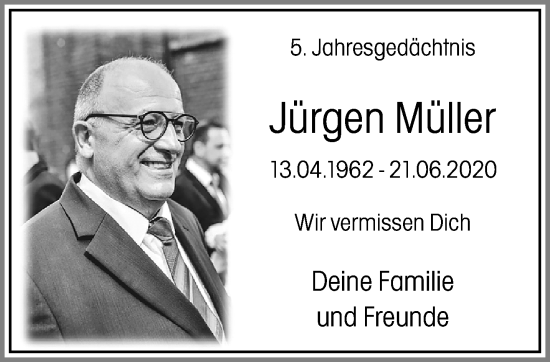 Traueranzeige von Jürgen Müller von trauer.extra-tipp-moenchengladbach.de