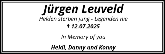 Traueranzeige von Jürgen Leuveld von trauer.wuppertaler-rundschau.de