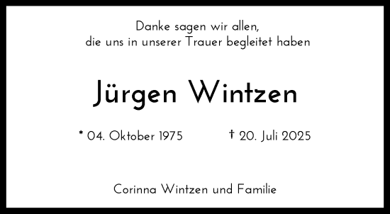 Traueranzeige von Jürgen Wintzen von trauer.extra-tipp-moenchengladbach.de