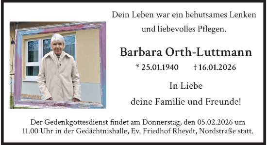 Traueranzeige von Barbara Orth-Luttmann von trauer.panorama-anzeigenblatt.de