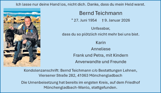 Traueranzeige von Bernd Teichmann von trauer.panorama-anzeigenblatt.de