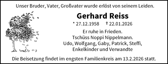 Traueranzeige von Gerhard Reiss von trauer.wuppertaler-rundschau.de