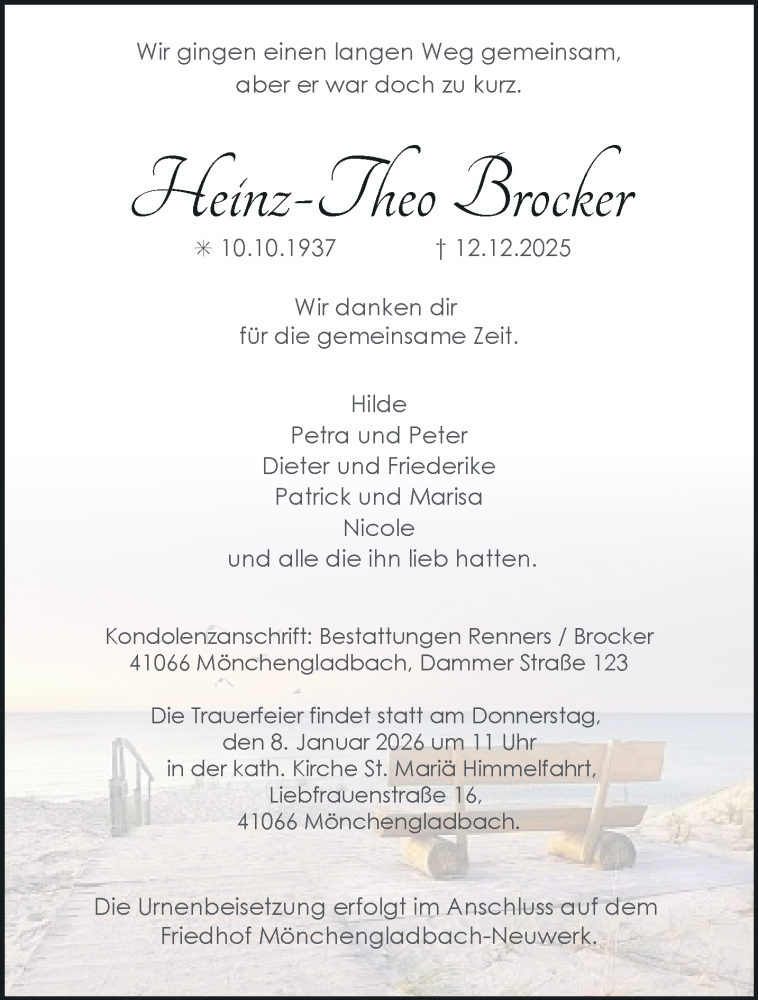  Traueranzeige für Heinz-Theo Brocker vom 04.01.2026 aus trauer.panorama-anzeigenblatt.de