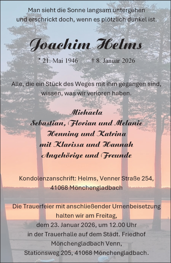 Traueranzeige von Joachim Helms von trauer.panorama-anzeigenblatt.de