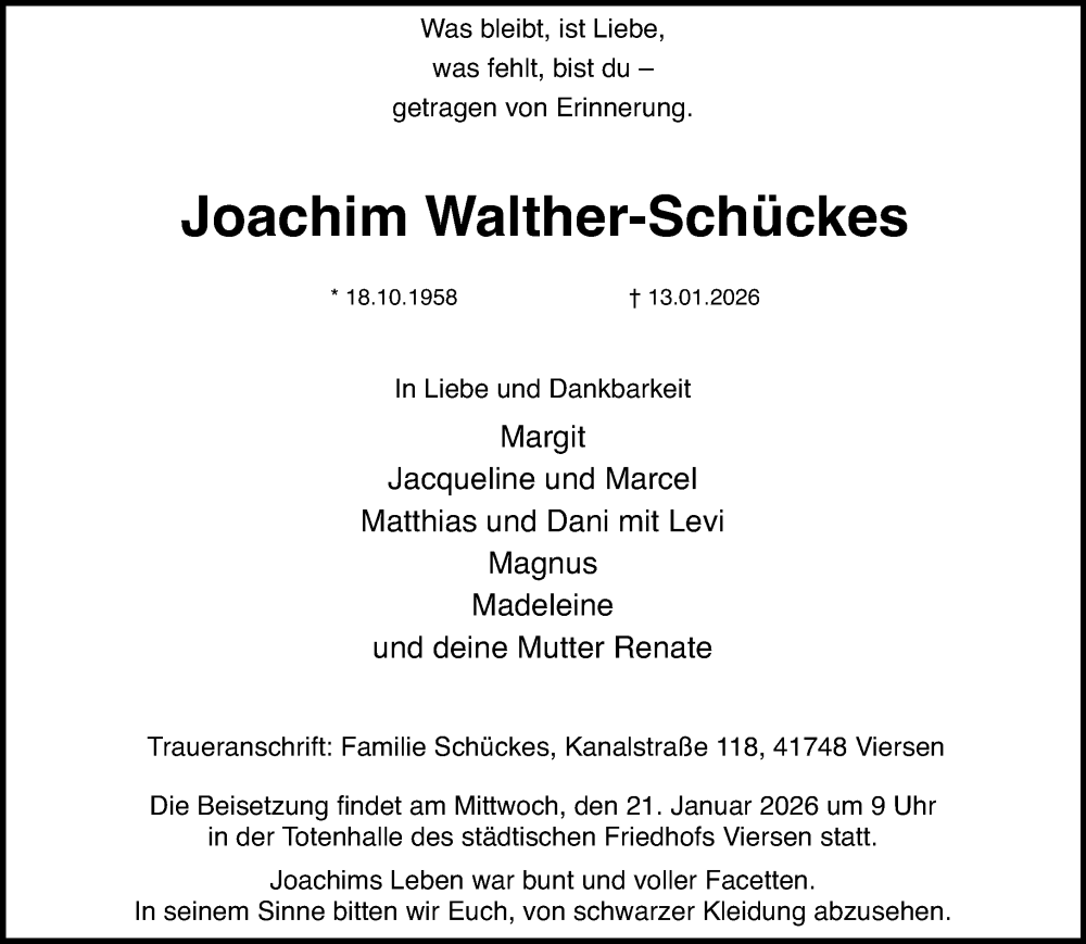  Traueranzeige für Joachim Walther-Schückes vom 18.01.2026 aus trauer.panorama-anzeigenblatt.de