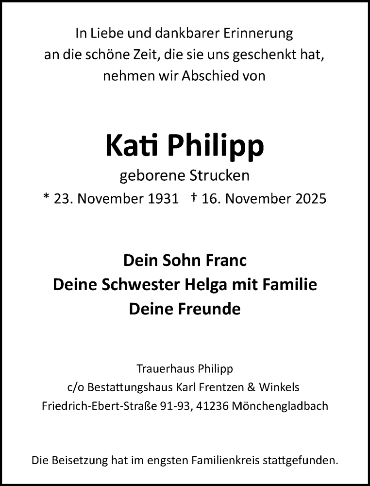  Traueranzeige für Kati Philipp vom 04.01.2026 aus trauer.panorama-anzeigenblatt.de