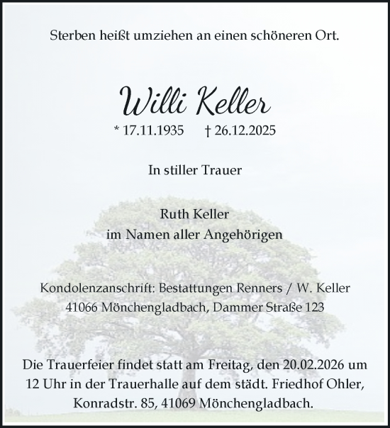 Traueranzeige von Will Keller von trauer.panorama-anzeigenblatt.de