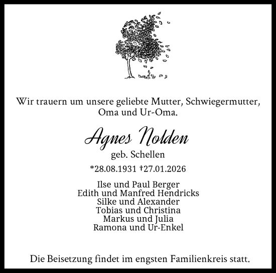 Traueranzeige von Agnes Nolden von trauer.panorama-anzeigenblatt.de