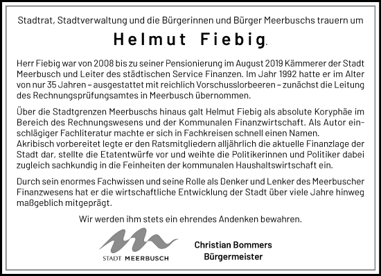 Traueranzeige von Helmut Fiebig von trauer.panorama-anzeigenblatt.de