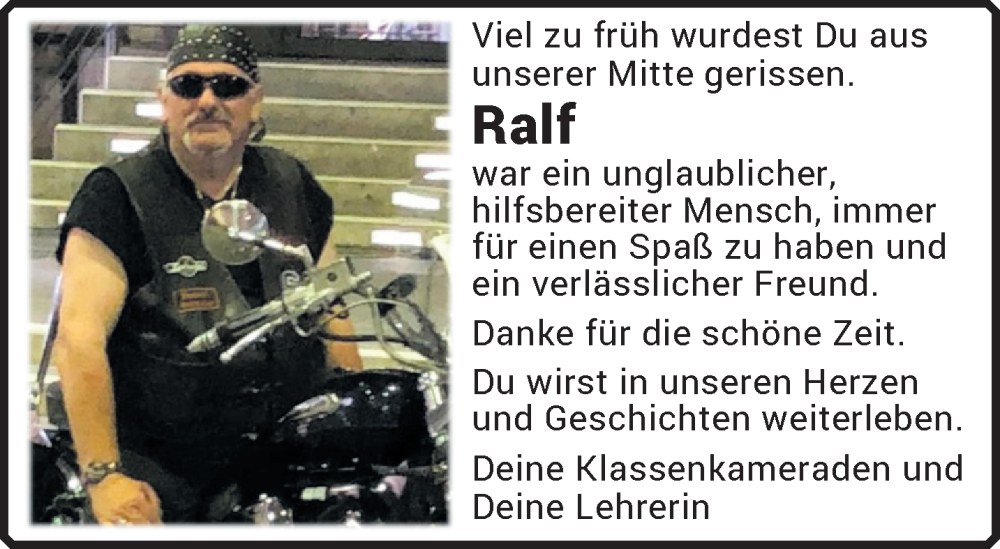  Traueranzeige für Ralf  vom 06.02.2026 aus trauer.panorama-anzeigenblatt.de