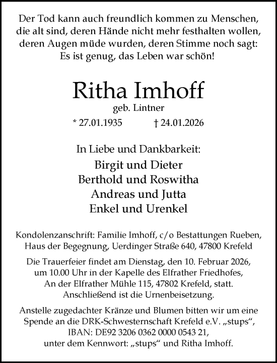 Traueranzeige von Ritha Imhoff von trauer.panorama-anzeigenblatt.de