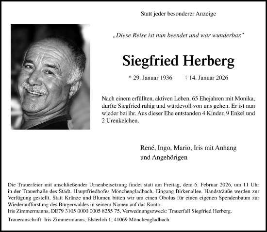 Traueranzeige von Siegfried Herberg von trauer.panorama-anzeigenblatt.de