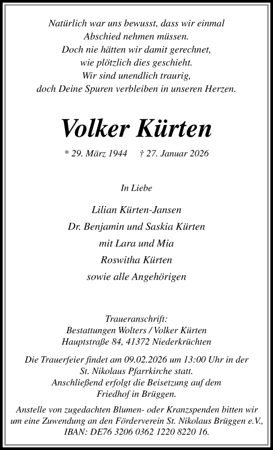 Traueranzeige von Volker Kürten von trauer.panorama-anzeigenblatt.de