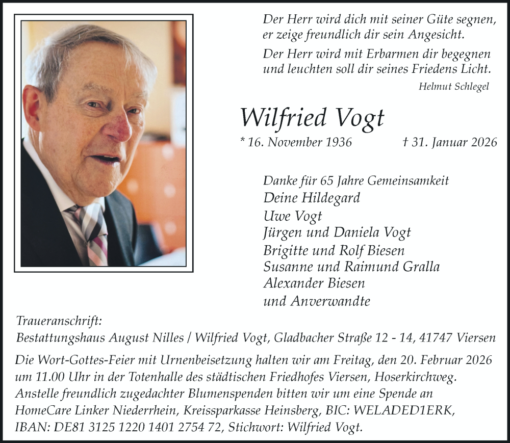  Traueranzeige für Wilfried Vogt vom 08.02.2026 aus trauer.panorama-anzeigenblatt.de